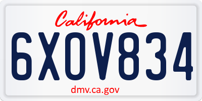 CA license plate 6XOV834