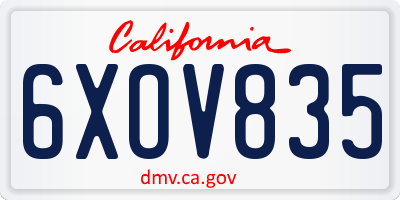 CA license plate 6XOV835