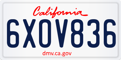 CA license plate 6XOV836