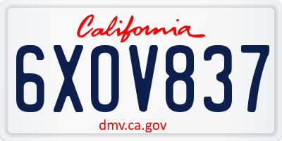 CA license plate 6XOV837