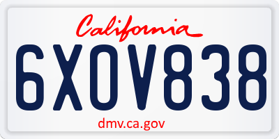 CA license plate 6XOV838