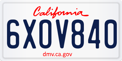 CA license plate 6XOV840