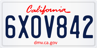 CA license plate 6XOV842