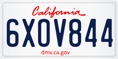 CA license plate 6XOV844