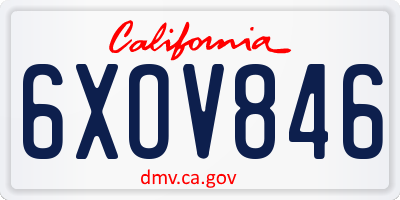 CA license plate 6XOV846