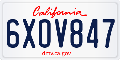 CA license plate 6XOV847
