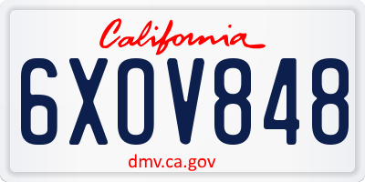 CA license plate 6XOV848