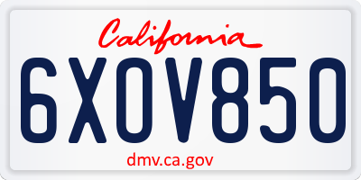 CA license plate 6XOV850