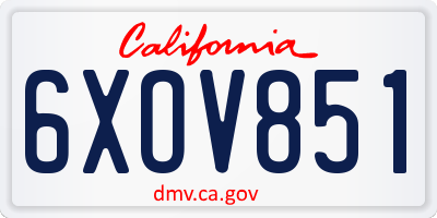CA license plate 6XOV851