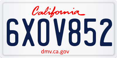 CA license plate 6XOV852