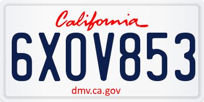 CA license plate 6XOV853