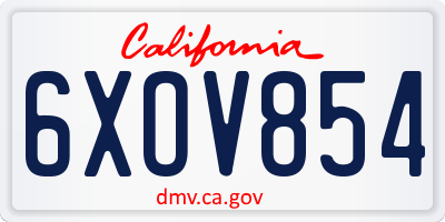 CA license plate 6XOV854