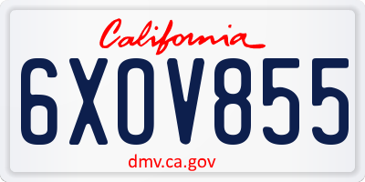 CA license plate 6XOV855