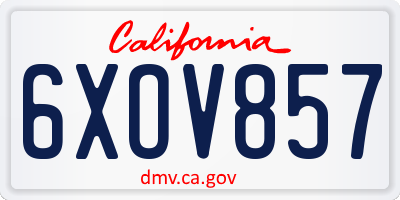 CA license plate 6XOV857