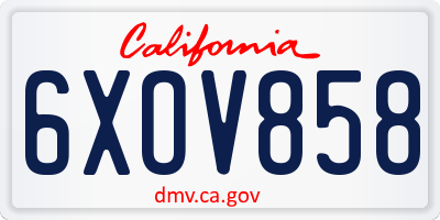 CA license plate 6XOV858