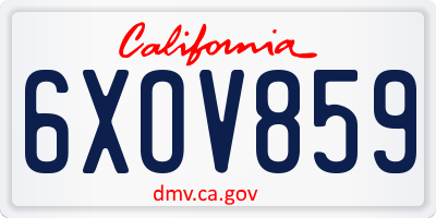 CA license plate 6XOV859