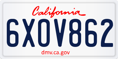 CA license plate 6XOV862