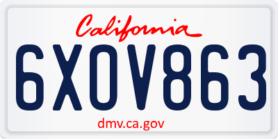CA license plate 6XOV863
