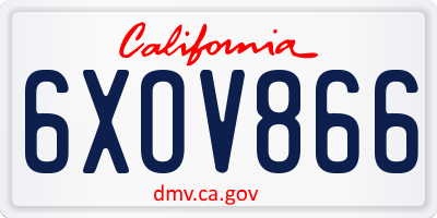 CA license plate 6XOV866