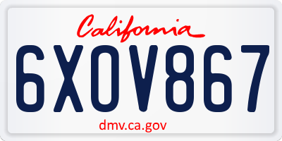 CA license plate 6XOV867