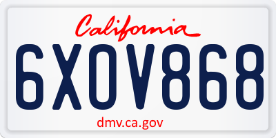 CA license plate 6XOV868