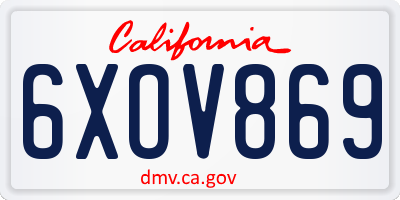 CA license plate 6XOV869