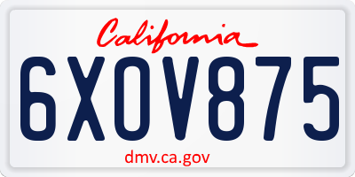 CA license plate 6XOV875