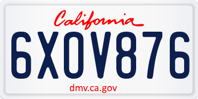 CA license plate 6XOV876