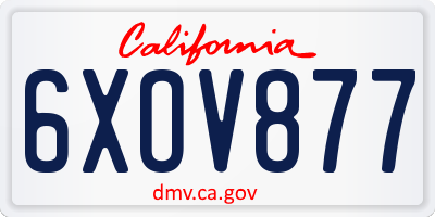 CA license plate 6XOV877
