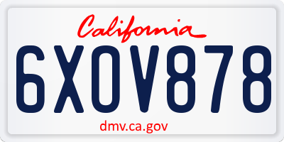 CA license plate 6XOV878