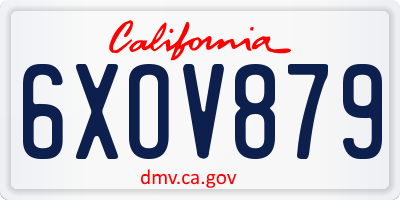 CA license plate 6XOV879