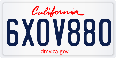 CA license plate 6XOV880