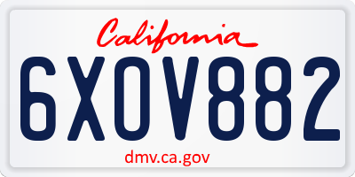 CA license plate 6XOV882