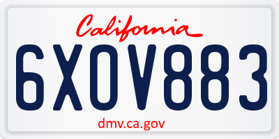 CA license plate 6XOV883