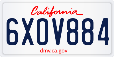 CA license plate 6XOV884