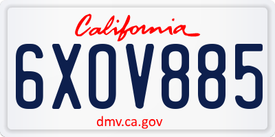 CA license plate 6XOV885