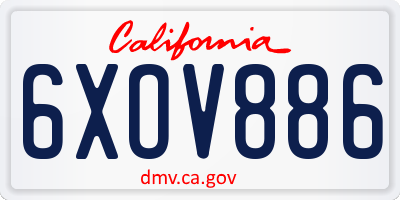 CA license plate 6XOV886