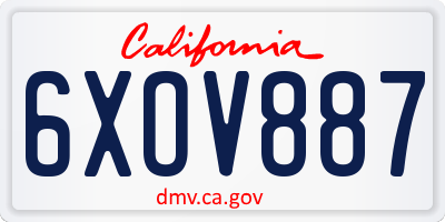 CA license plate 6XOV887