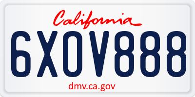 CA license plate 6XOV888