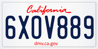 CA license plate 6XOV889