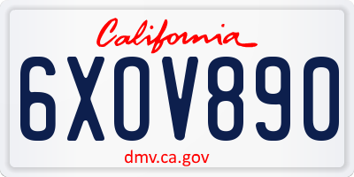 CA license plate 6XOV890