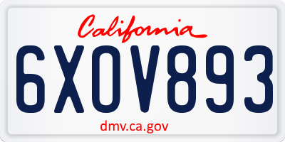 CA license plate 6XOV893