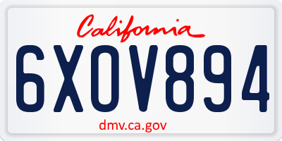 CA license plate 6XOV894