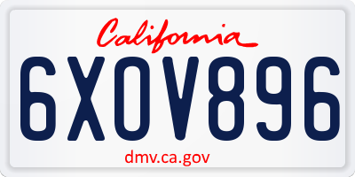 CA license plate 6XOV896