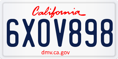 CA license plate 6XOV898