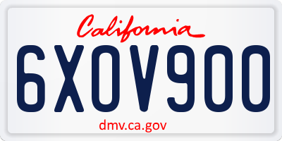 CA license plate 6XOV900