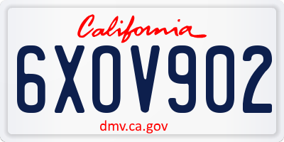 CA license plate 6XOV902
