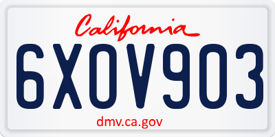 CA license plate 6XOV903