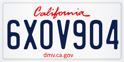 CA license plate 6XOV904