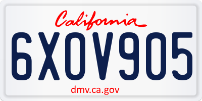CA license plate 6XOV905